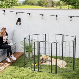 39 Inch Exercise Pen, Heavy Duty Dog Playpen, 8 Panel Metal Pet Fence for Medium and Large Dogs, Black
