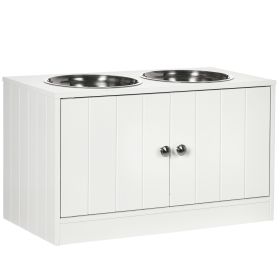 Large Elevated Dog Bowls with Storage Cabinet Containing Large 44L Capacity, Raised Dog Bowl Stand Pet Food Bowl Pet Feeding Station, White (Option: White-705x380x155 mm)
