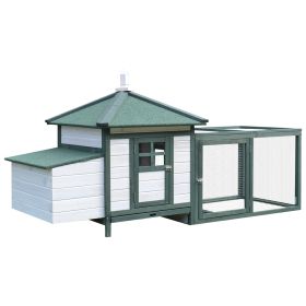 77" Wooden Chicken Coop Hen House Poultry Cage with Weatherproof Roof, Nesting Box, Enclosed Run and Removable Tray for Outdoor Backyard, Green (Option: White-1040x680x260 mm)