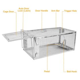 2 Pack Rat Trap Cage Humane Live Rodent Trap Cage Galvanized Iron Mice Mouse Control Bait Catch With Detachable U Shaped Rod (Option: Silver)