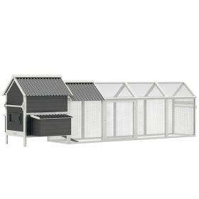 162" Large Chicken Coop Wooden for 6-8 Chickens with Handles, Outdoor Chicken Cage Hen House with 2 Nesting Boxes, Water-resistant Roof, Removab (Option: Dark Gray-1130x200x710 mm)