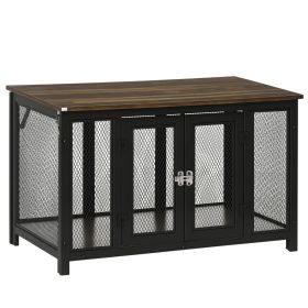 Furniture Style Dog Crate with Openable Top, Big Dog Crate End Table, Puppy Crate for Small Dogs Indoor, Spacious Interior, Pet Kennel, Brown, B (Option: Brown-980x600x120 mm)