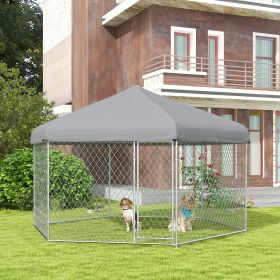 13.4' x 11.5' x 8.8' Dog Kennel Outdoor for Medium and Large-Sized Dogs with Waterproof UV Resistant Roof (Option: Silver-1470x420x200 mm)