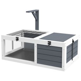 Tortoise Habitat, Wooden Tortoise House w/ Lamp Holder, Gray (Option: Gray-890x550x190 mm)
