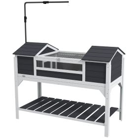 Tortoise Enclosure Tortoise House with Adjustable Lamp Holder Storage Shelf, Dual Main Houses, Openable Lid, Gray (Option: Gray-1290x570x190 mm)