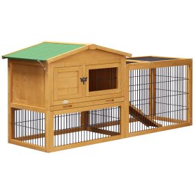 2 Level 59" Outdoor Rabbit Hutch with Openable Top, Yellow (Option: Yellow-840x580x330 mm)