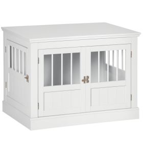 Wooden Dog Crate End Table, Dog Crate Furniture with Triple Doors, Puppy Crate for Small Dogs Indoor Use, White (Option: White-930x620x120 mm)