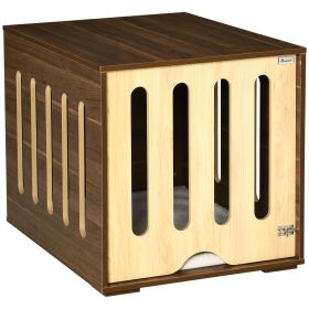Furniture Style Dog Crate End Table with Removable Door Panel, Dog Crate Bed with Foam Cushion, Safety Lock, Indoor Use, for Small & Medium Dogs (Option: Brown-900x695x165 mm)