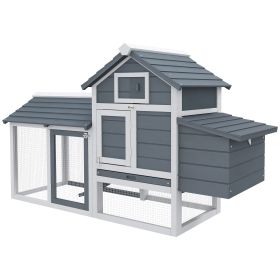 59" Small Wooden Chicken Coop Hen House Poultry Cage for Outdoor Backyard with 2 Doors, Nesting Box and Removable Tray, White (Option: White-920x565x270 mm)