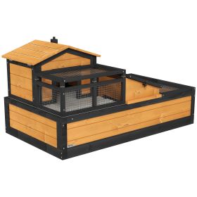 3-Room Tortoise Habitat House w/ Balcony & 2 Stories, 44" x 25.5" x 25", Yellow (Option: Yellow-1200x710x155 mm)