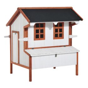 47" Chicken Coop Wooden Chicken House Rabbit Hutch Raised Poultry Cage Portable Hen Pen Backyard with Nesting Box and Handles (Option: Multi Color-1130x765x215 mm)