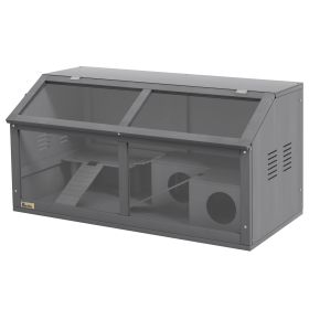 Rat Cage Hamster Cage Small Animal Playhouse for Gerbils with Suspension Bridge, Ladders, Openable Top Hut (Option: Charcoal Gray-920x515x175 mm)