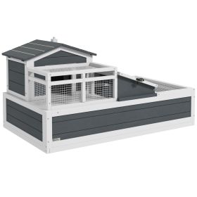 3-Room Tortoise Habitat House w/ Balcony & 2 Stories, 44" x 25.5" x 23", Gray (Option: Gray-1200x710x155 mm)