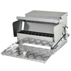 25 lbs Capacity Automatic Chicken Poultry Feeder with a Galvanized Steel and Aluminium Build, Weatherproof Design (Option: Silver-470x420x335 mm)