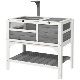 Tortoise Habitat with Shelf Storage Tortoise Gift Accessory with Weather Protection for Indoor, Light Gray (Option: Light Gray-870x555x190 mm)