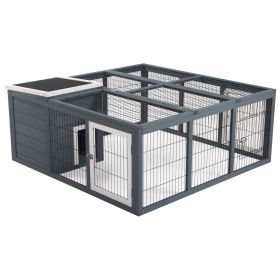Rabbit Hutch, Waterproof Rabbit House for Small Animals, Gray (Option: Charcoal Gray-1265x540x185 mm)