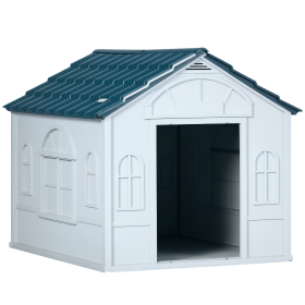 Plastic Dog House for Medium and Small Dogs, Water Resistant Puppy Shelter Indoor Outdoor with Door, Easy to Assemble, Blue (Option: Blue-650x135x800 mm)