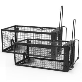 2 Pack Rat Trap Cage Humane Live Rodent Trap Cage Galvanized Iron Mice Mouse Control Bait Catch With Detachable U Shaped Rod (Option: 2pcs)