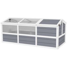 Wooden Tortoise Habitat Outdoor w/ Bottomless Design, Doors, PC Sun Panel Windows, for Small Animals, Rabbit, Light Gray (Option: Light Gray-1300x540x170 mm)