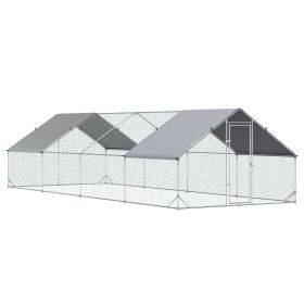 Metal Chicken Run 9.8' x 26.2' x 6.6' with Waterproof and Anti-UV Cover for Outdoor and Yard Farm Use (Option: Silver-2030x380x170 mm)